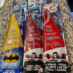 3 Disney Star Wars and Batman Kites Set 27”, 42” & 42”